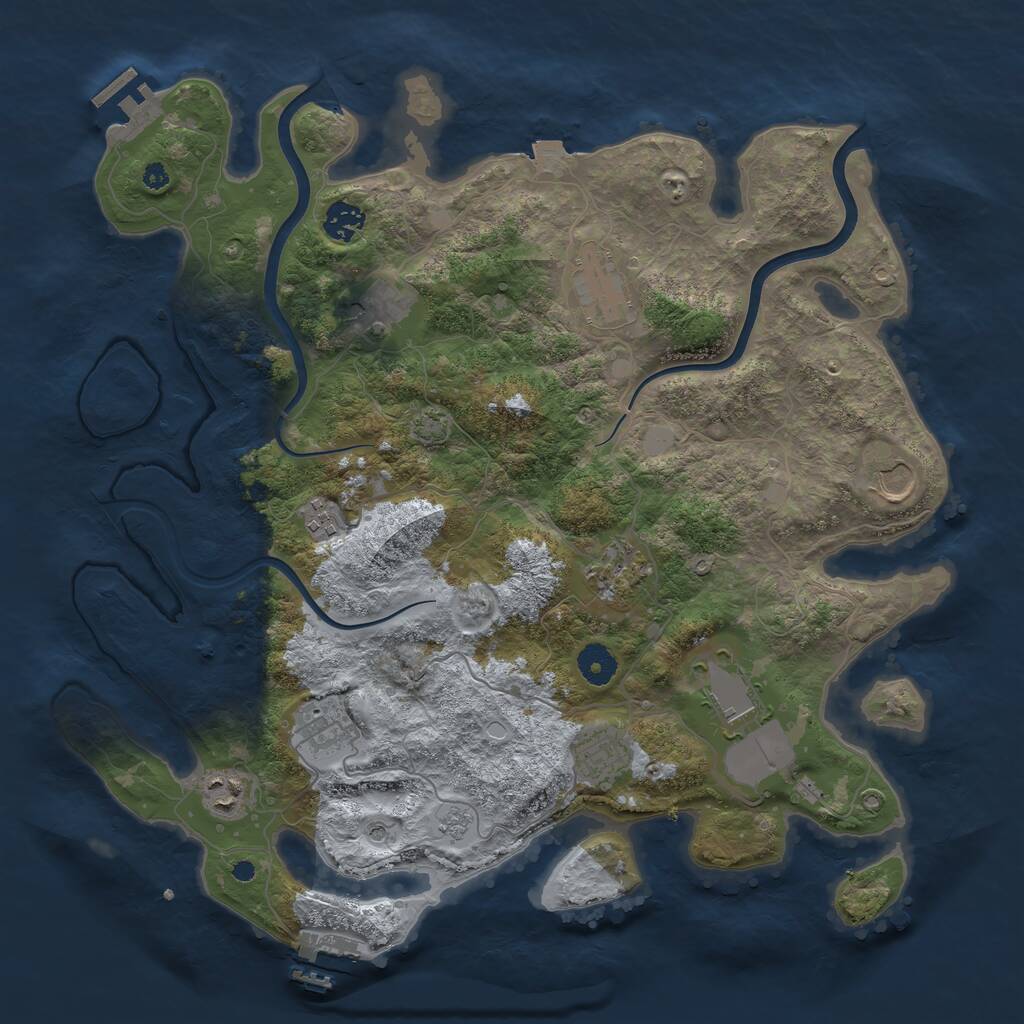 Rust Map: Procedural Map, Size: 3900, Seed: 247035, 16 Monuments