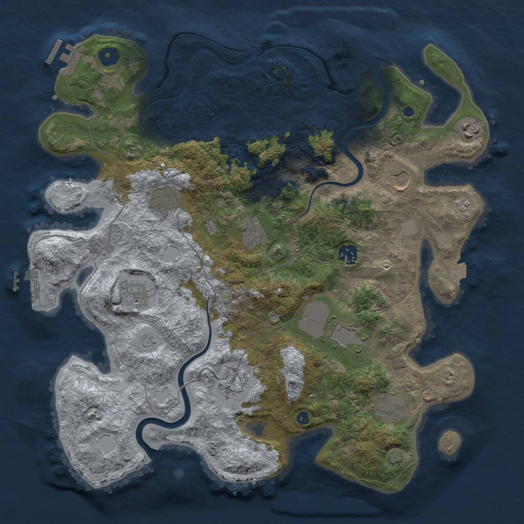 Rust Map: Procedural Map, Size: 3950, Seed: 48700685, 16 Monuments