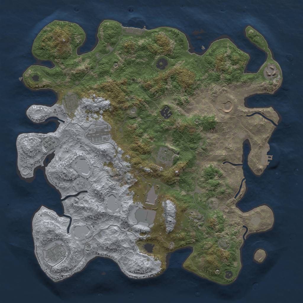 Rust Map: Procedural Map, Size: 3950, Seed: 48700685, 18 Monuments