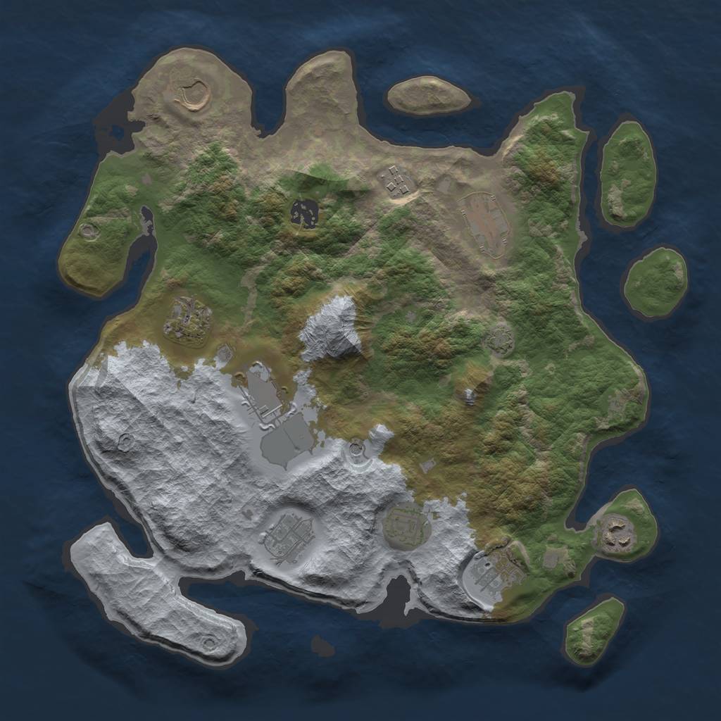 Rust Map: Barren, Size: 3600, Seed: 58659221, 14 Monuments