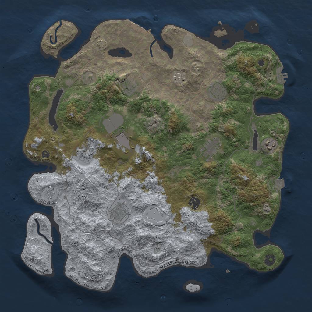 Rust Map: Procedural Map, Size: 4000, Seed: 778625487, 17 Monuments
