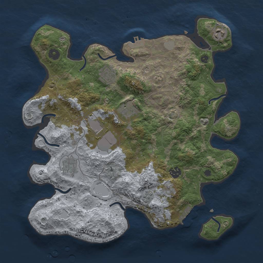 Rust Map: Procedural Map, Size: 3500, Seed: 18396080, 15 Monuments