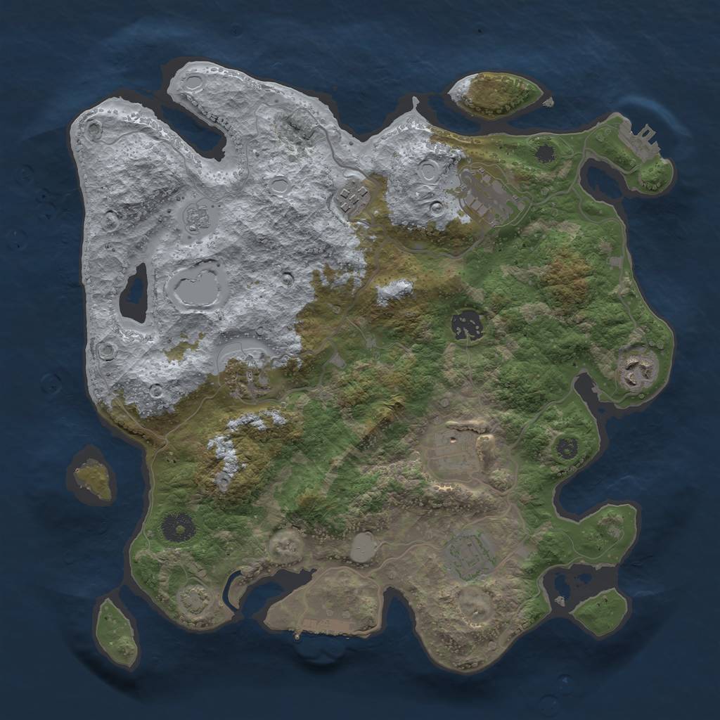 Rust Map: Procedural Map, Size: 3400, Seed: 9238040, 14 Monuments