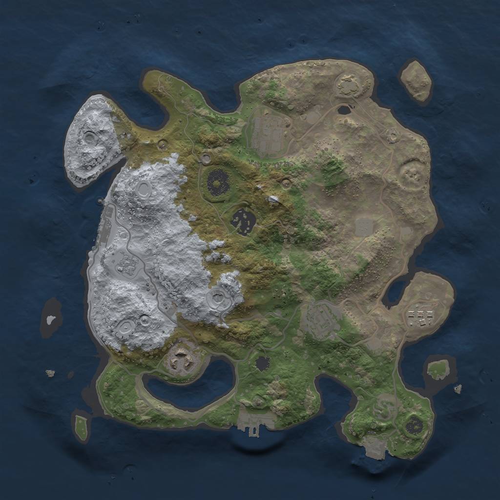 Rust Map: Procedural Map, Size: 3000, Seed: 1265034597, 13 Monuments