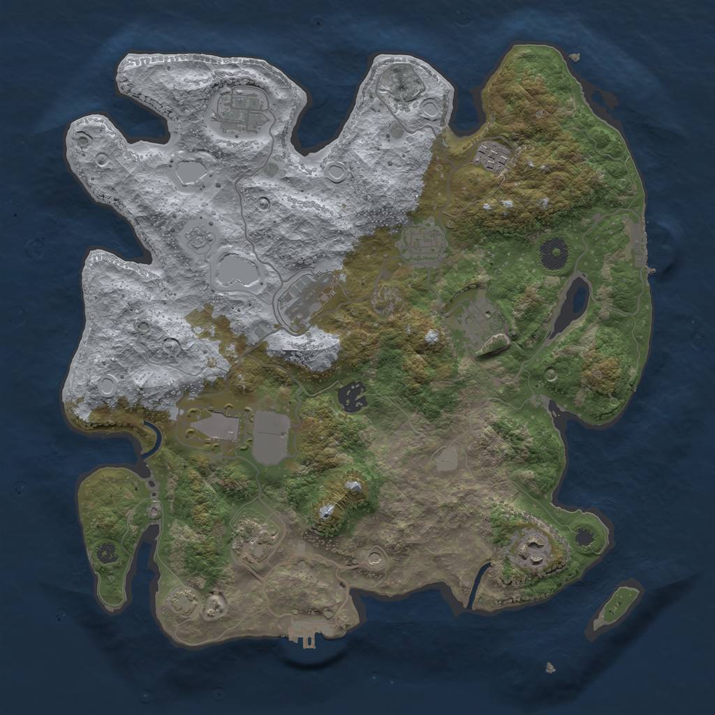 Rust Map: Procedural Map, Size: 3550, Seed: 52415722, 17 Monuments