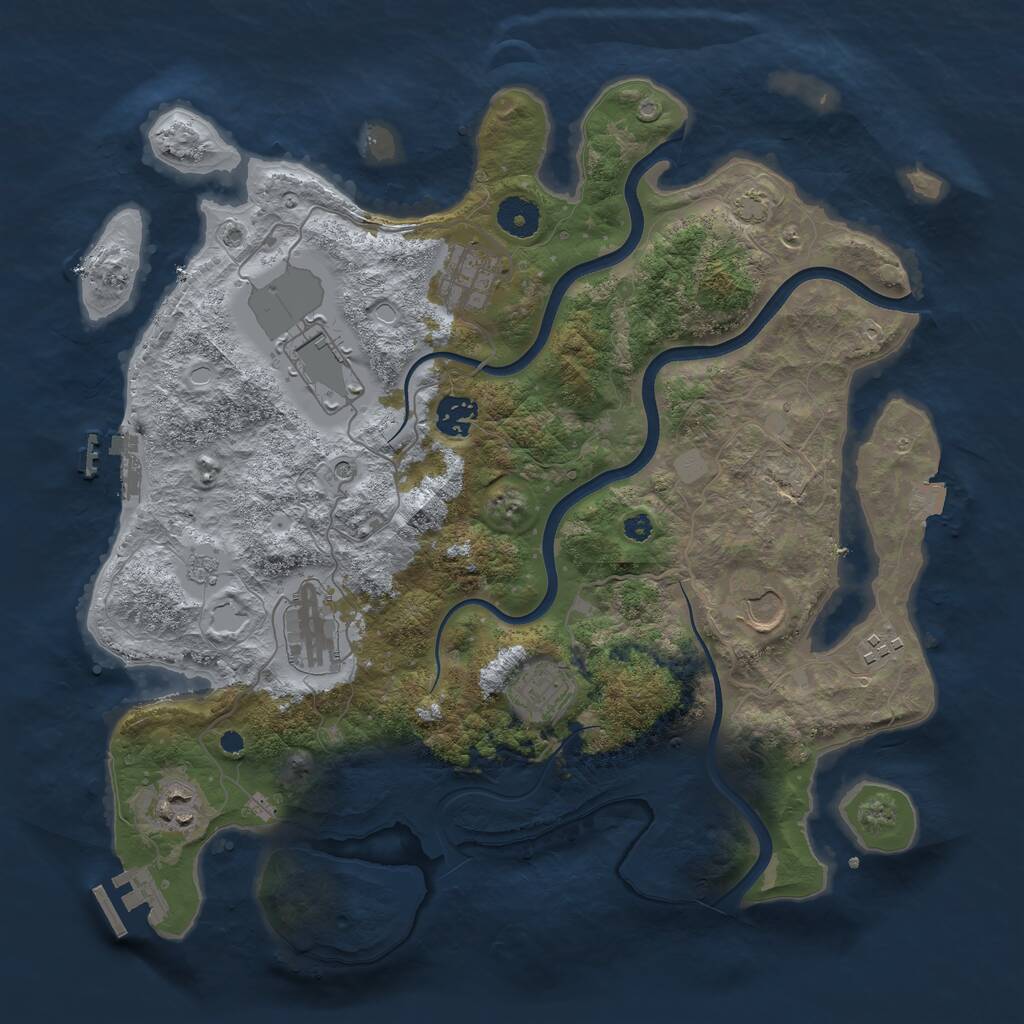 Rust Map: Procedural Map, Size: 3700, Seed: 98240370, 14 Monuments