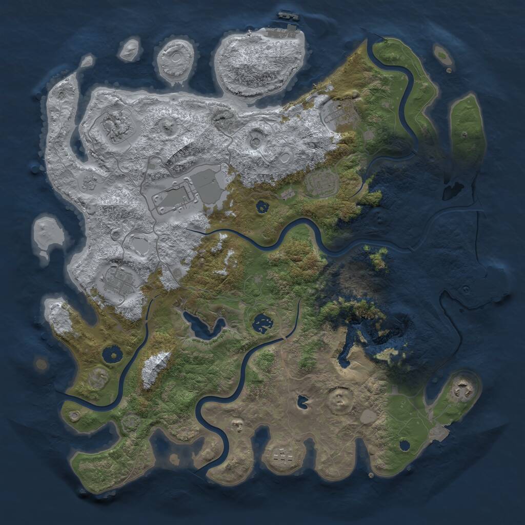 Rust Map: Procedural Map, Size: 4100, Seed: 54706382, 14 Monuments