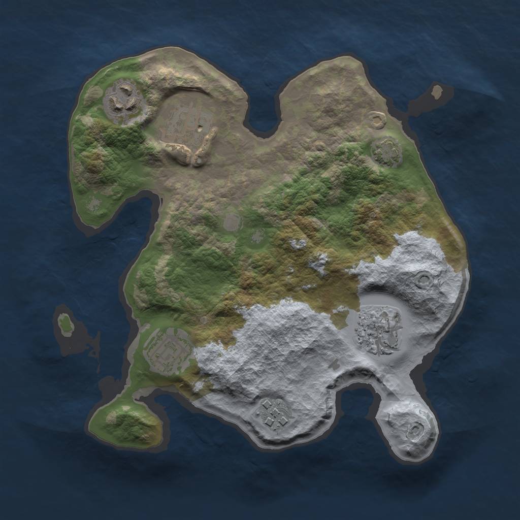 Rust Map: Barren, Size: 2500, Seed: 995, 8 Monuments