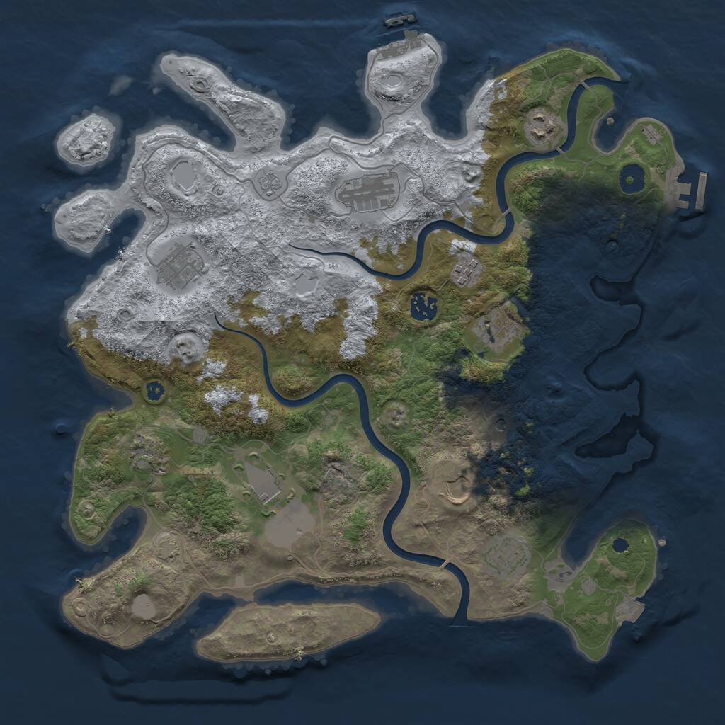 Rust Map: Procedural Map, Size: 3850, Seed: 65521723, 16 Monuments