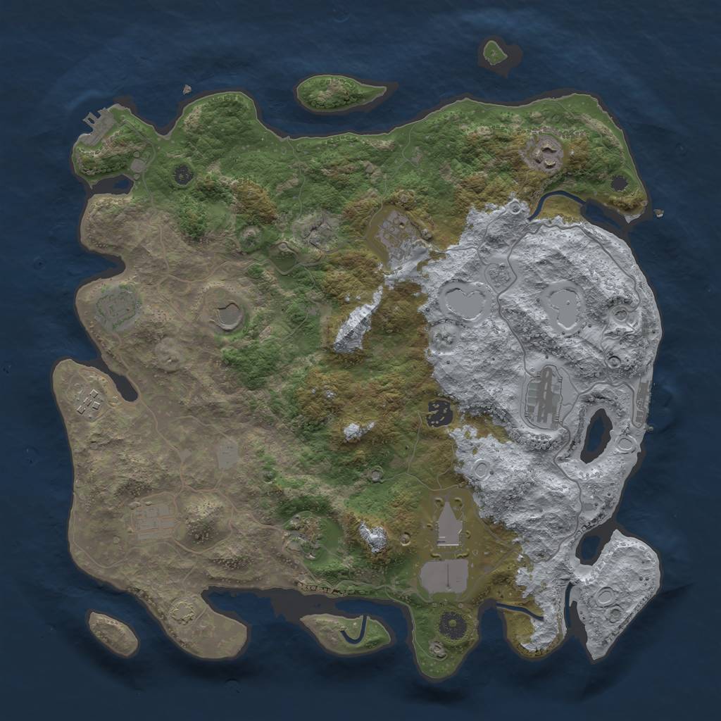 Rust Map: Procedural Map, Size: 3900, Seed: 18561234, 18 Monuments