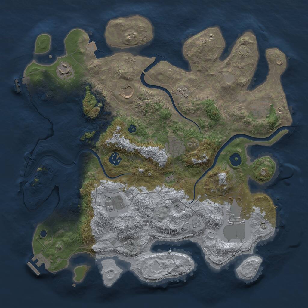 Rust Map: Procedural Map, Size: 3750, Seed: 74148582, 14 Monuments