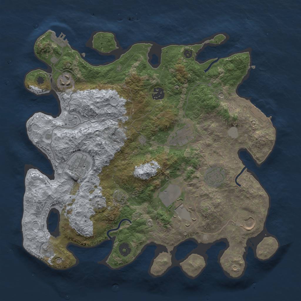 Rust Map: Procedural Map, Size: 3550, Seed: 57293199, 15 Monuments