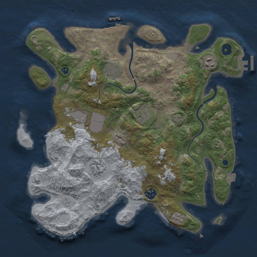 Rust Map: Procedural Map, Size: 3500, Seed: 186800590, 13 Monuments