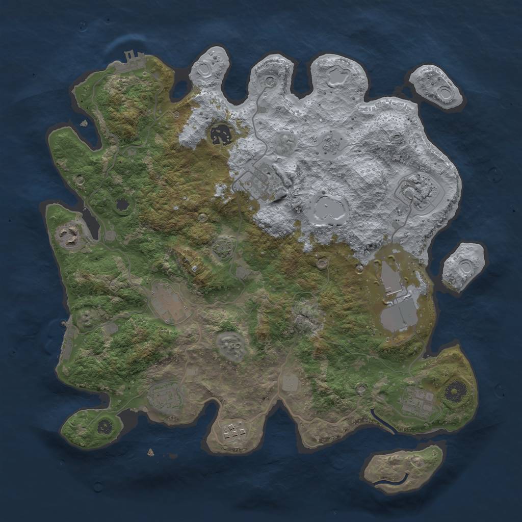 Rust Map: Procedural Map, Size: 3650, Seed: 56955681, 17 Monuments