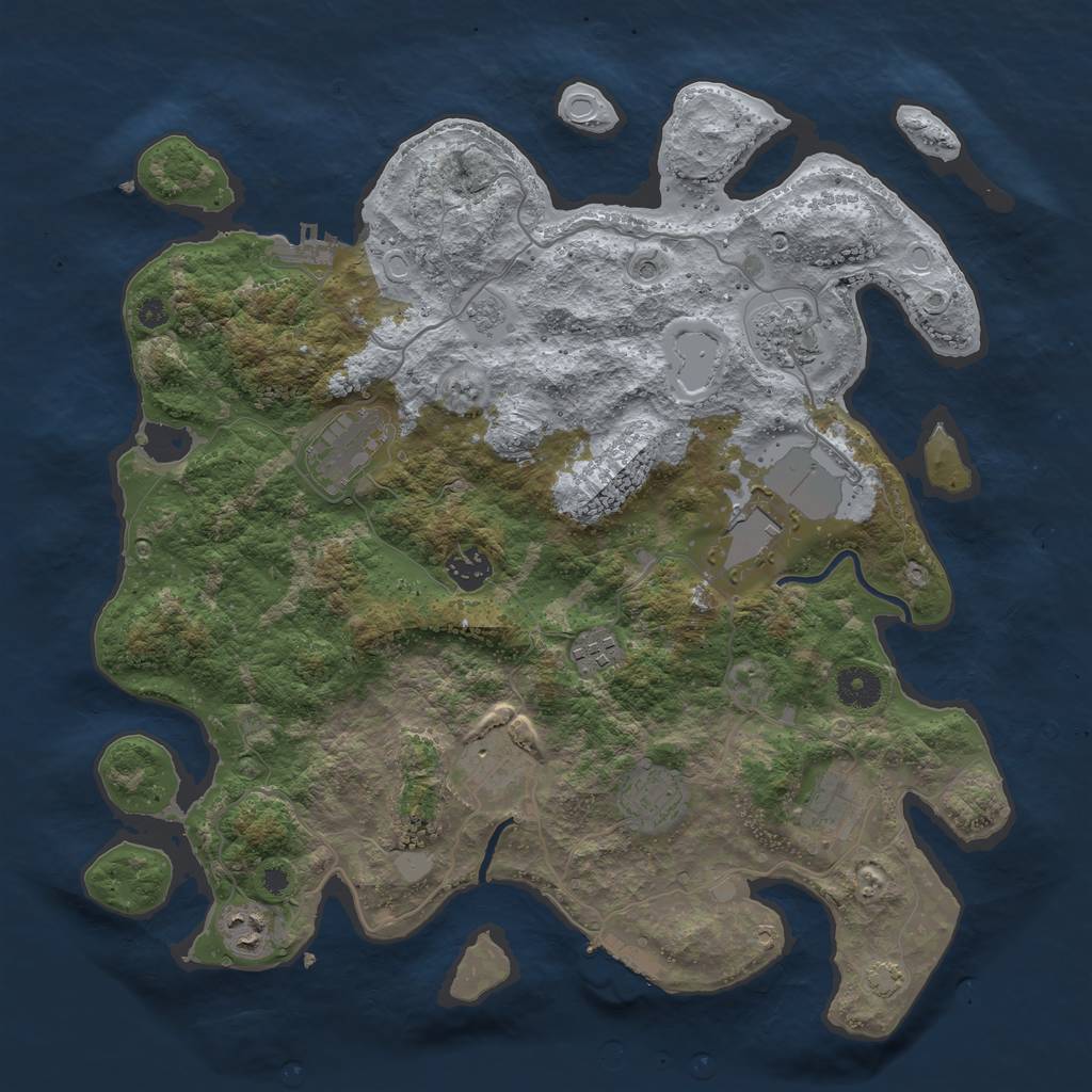 Rust Map: Procedural Map, Size: 3800, Seed: 34566133, 17 Monuments