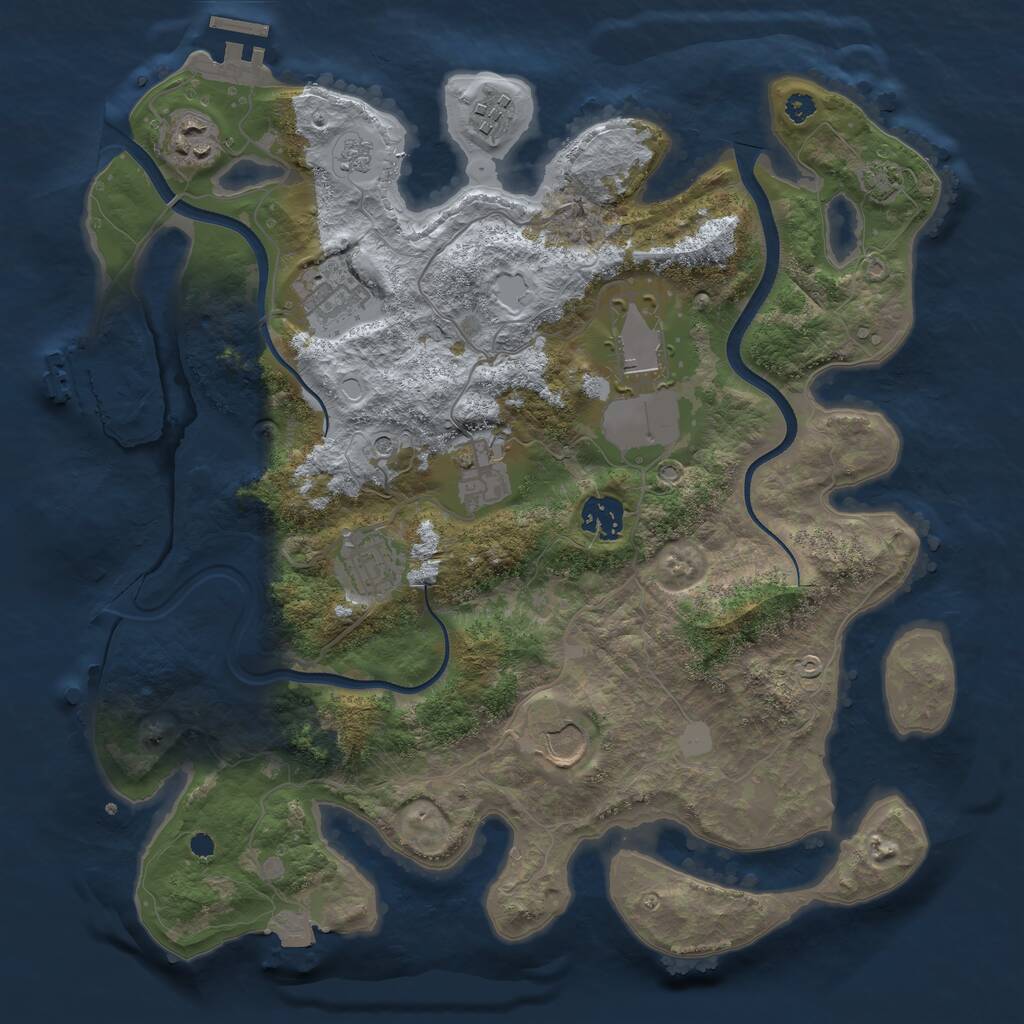 Rust Map: Procedural Map, Size: 3500, Seed: 25839854, 14 Monuments