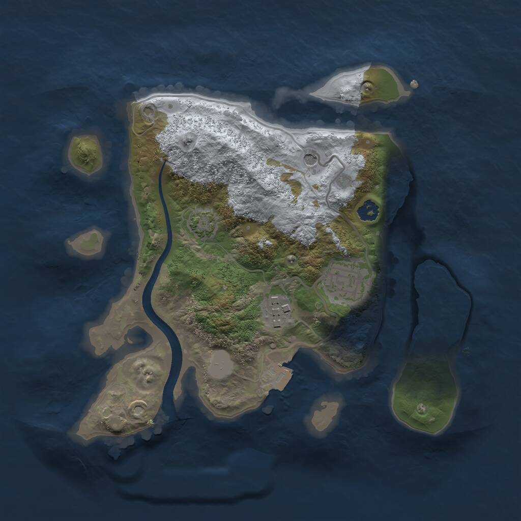 Rust Map: Procedural Map, Size: 2500, Seed: 1284156866, 5 Monuments