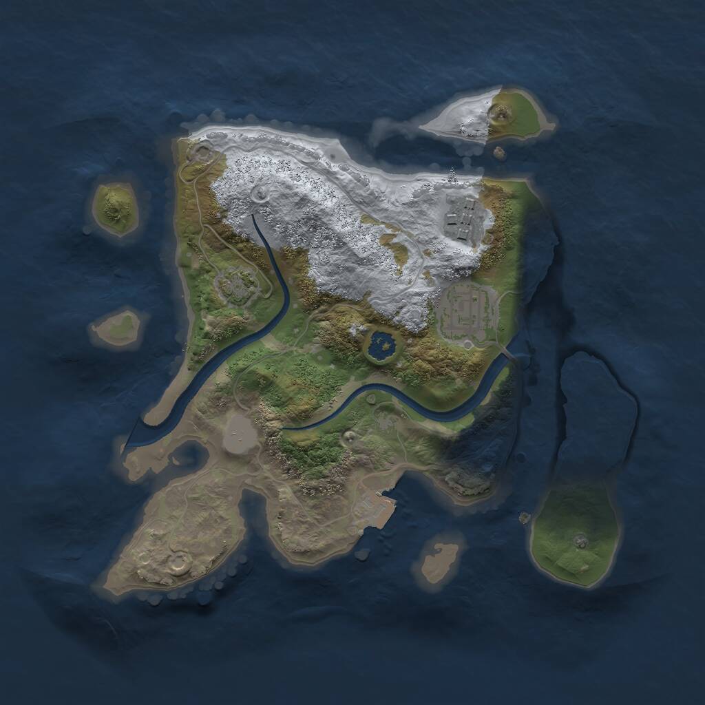 Rust Map: Procedural Map, Size: 2500, Seed: 1284156866, 4 Monuments