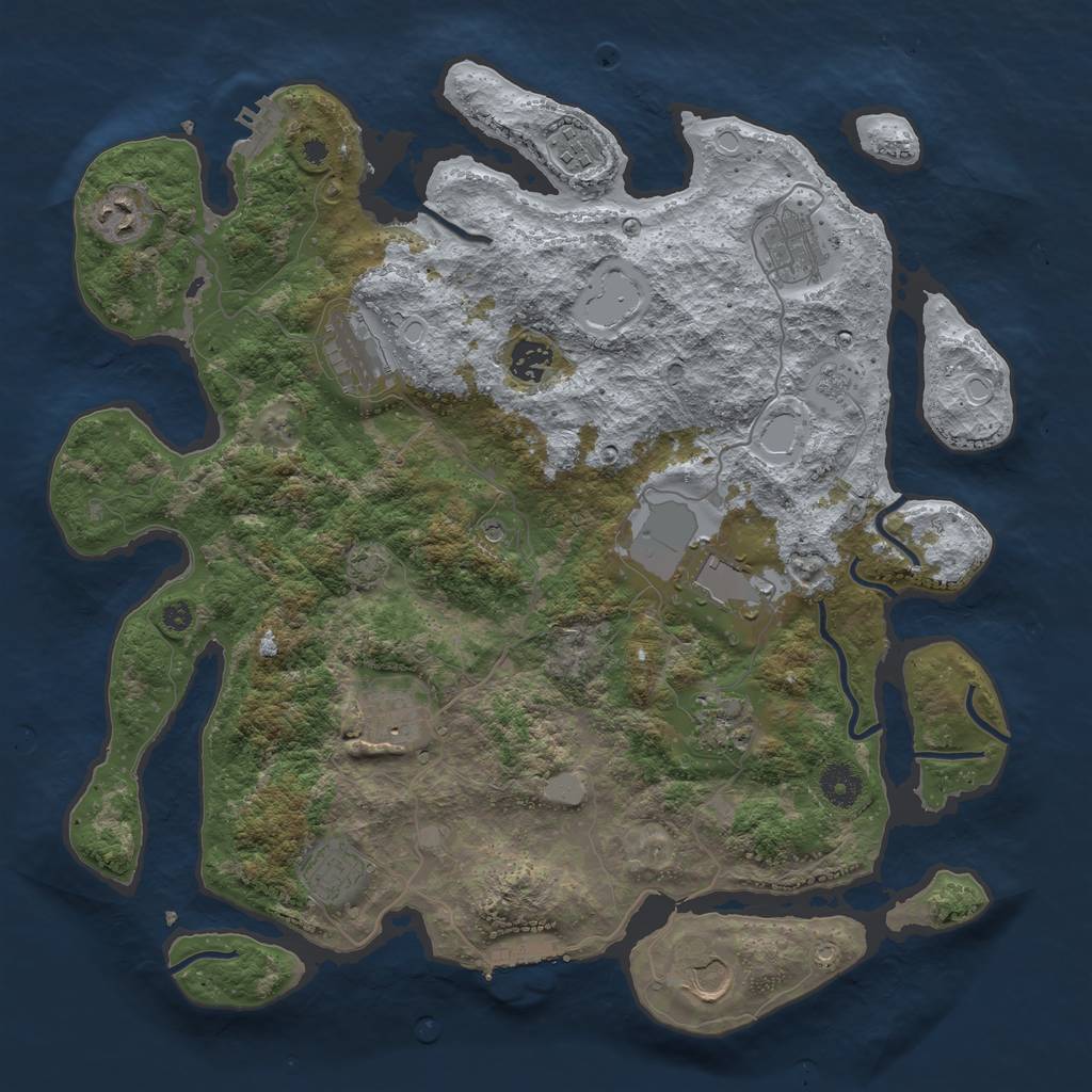 Rust Map: Procedural Map, Size: 3869, Seed: 1123, 18 Monuments