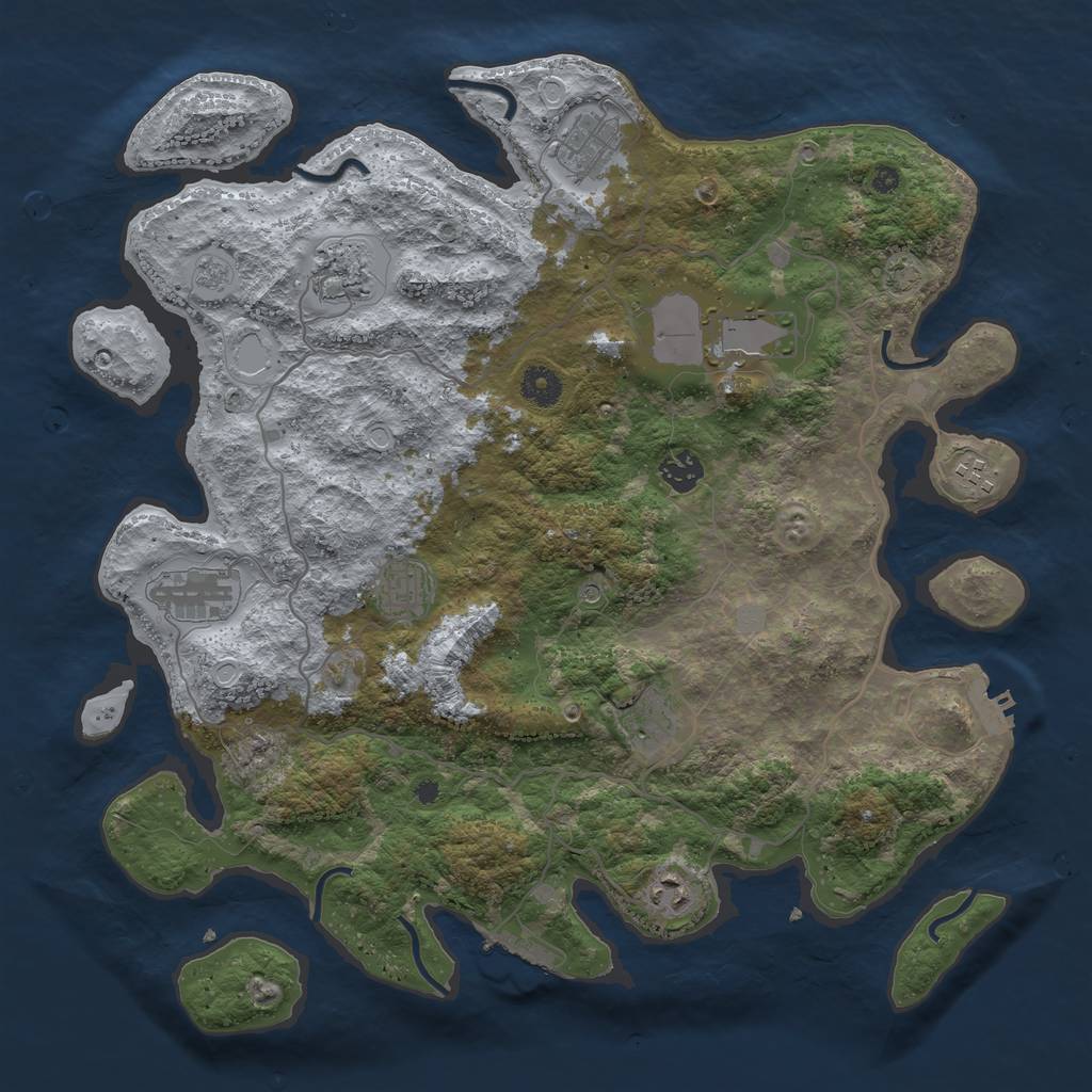 Rust Map: Procedural Map, Size: 4000, Seed: 1059157824, 17 Monuments