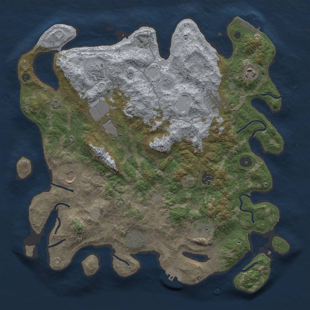 Rust Map: Procedural Map, Size: 3950, Seed: 513773388, 17 Monuments