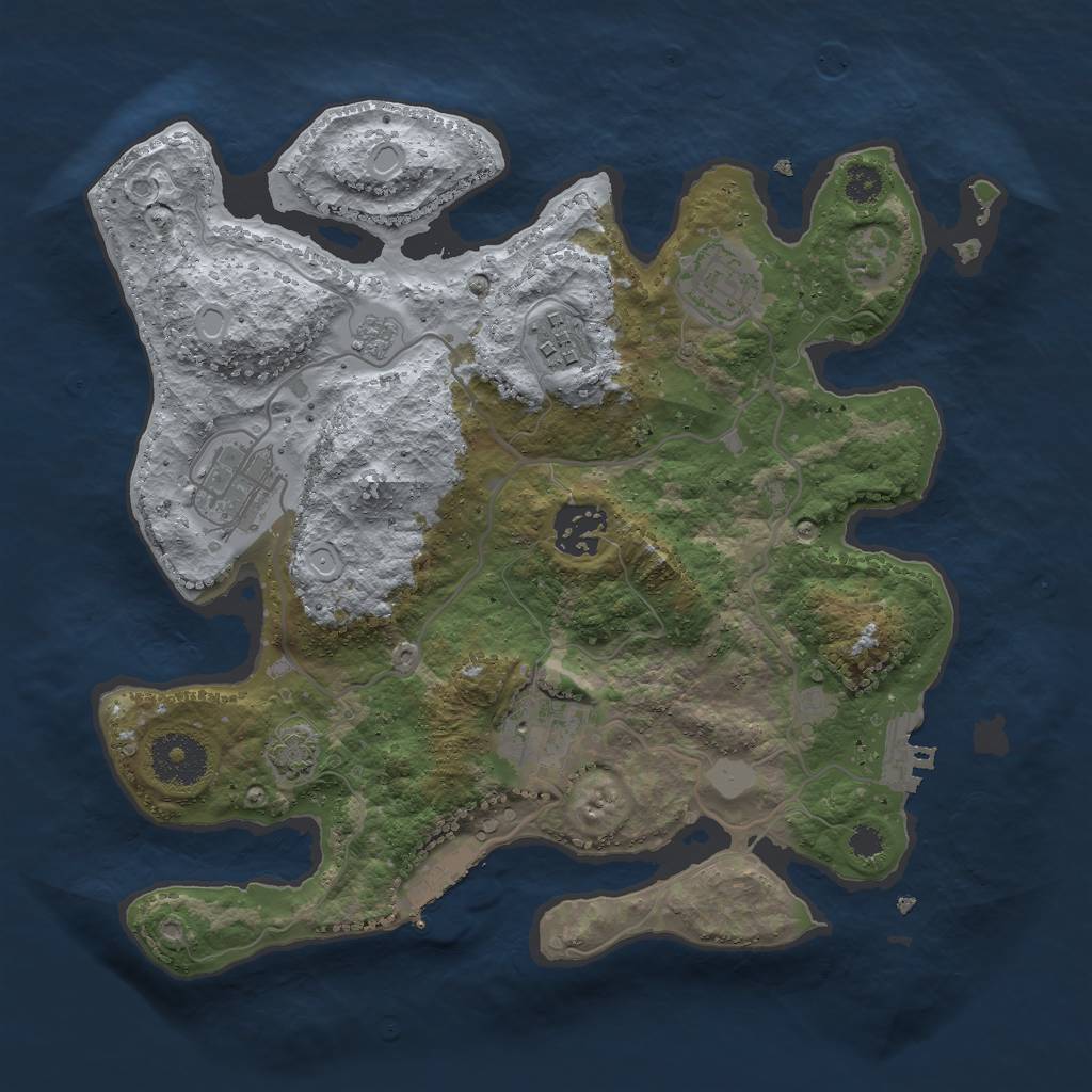 Rust Map: Procedural Map, Size: 3000, Seed: 1119140395, 12 Monuments