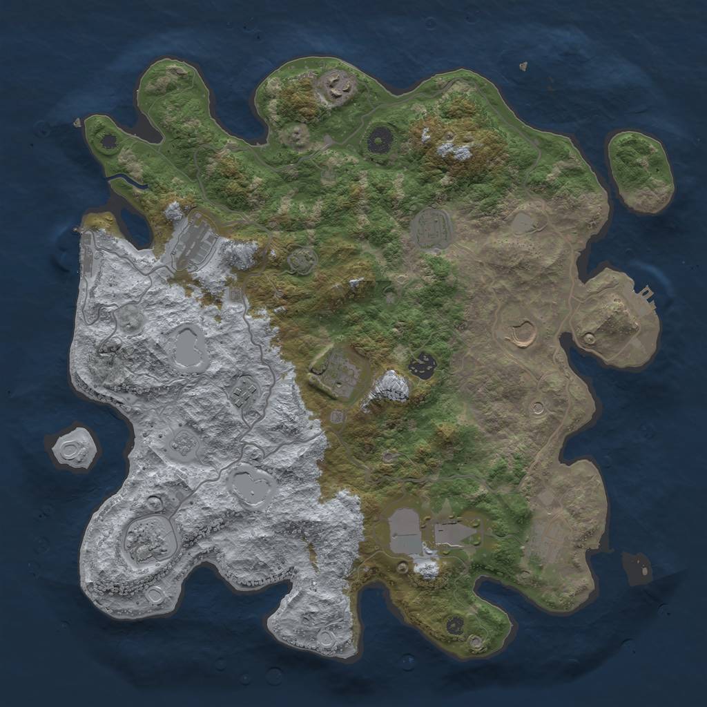 Rust Map: Procedural Map, Size: 4000, Seed: 198411651, 18 Monuments