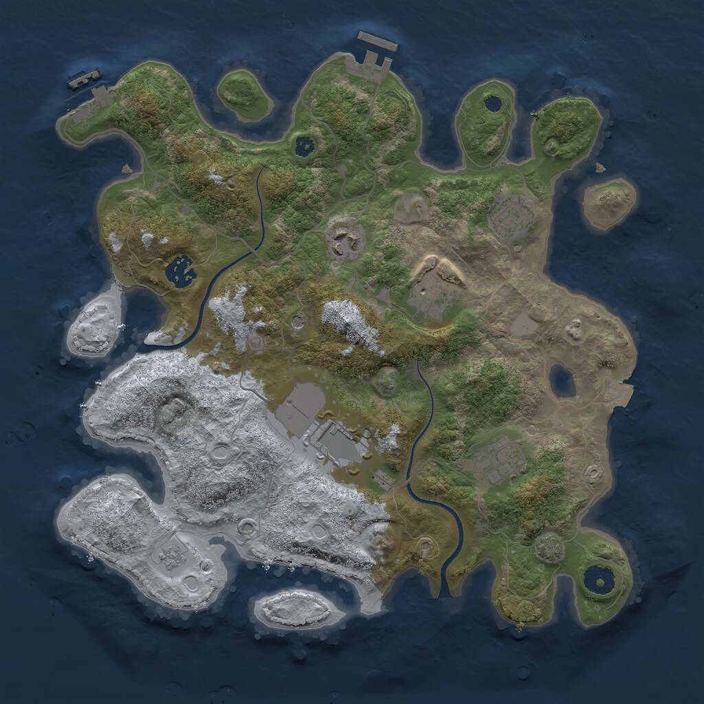 Rust Map: Procedural Map, Size: 3500, Seed: 466782599, 12 Monuments