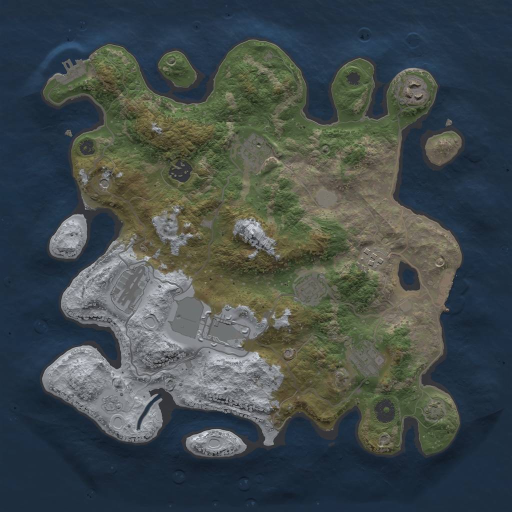 Rust Map: Procedural Map, Size: 3500, Seed: 466782599, 16 Monuments