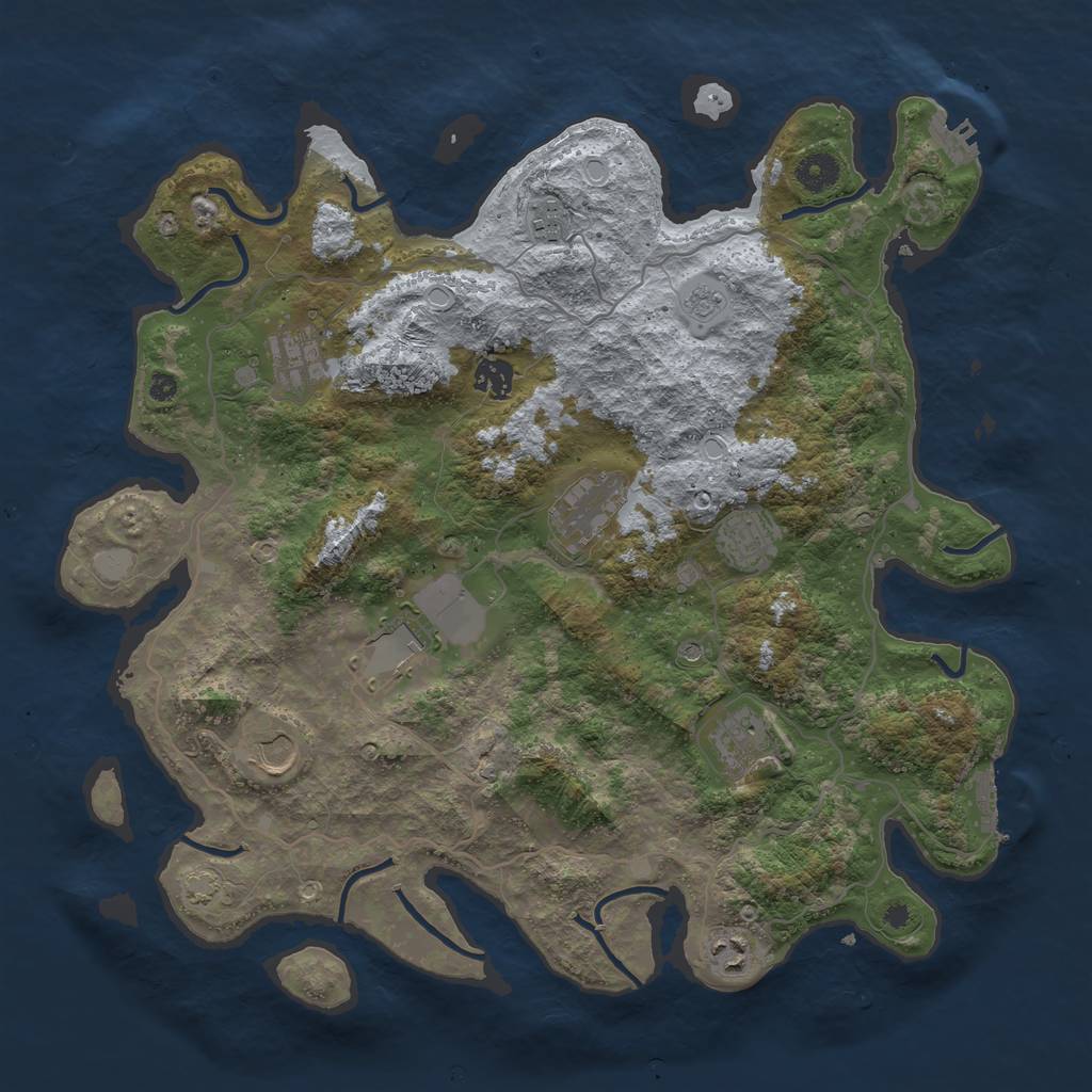 Rust Map: Procedural Map, Size: 4000, Seed: 1302805815, 17 Monuments