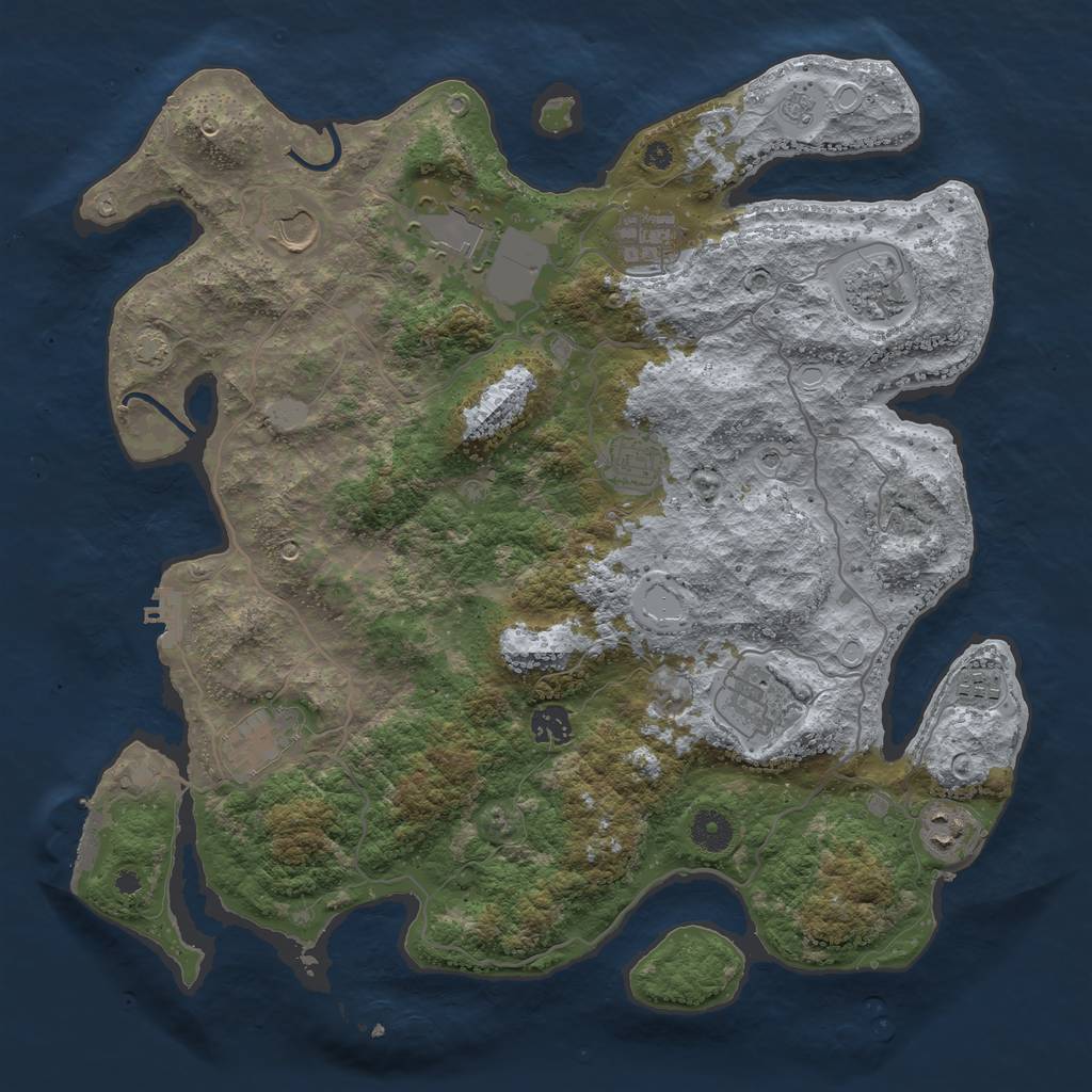 Rust Map: Procedural Map, Size: 4000, Seed: 1106141944, 18 Monuments