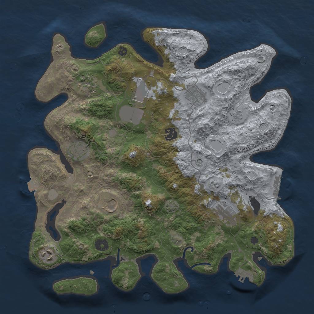 Rust Map: Procedural Map, Size: 3550, Seed: 256681503, 16 Monuments