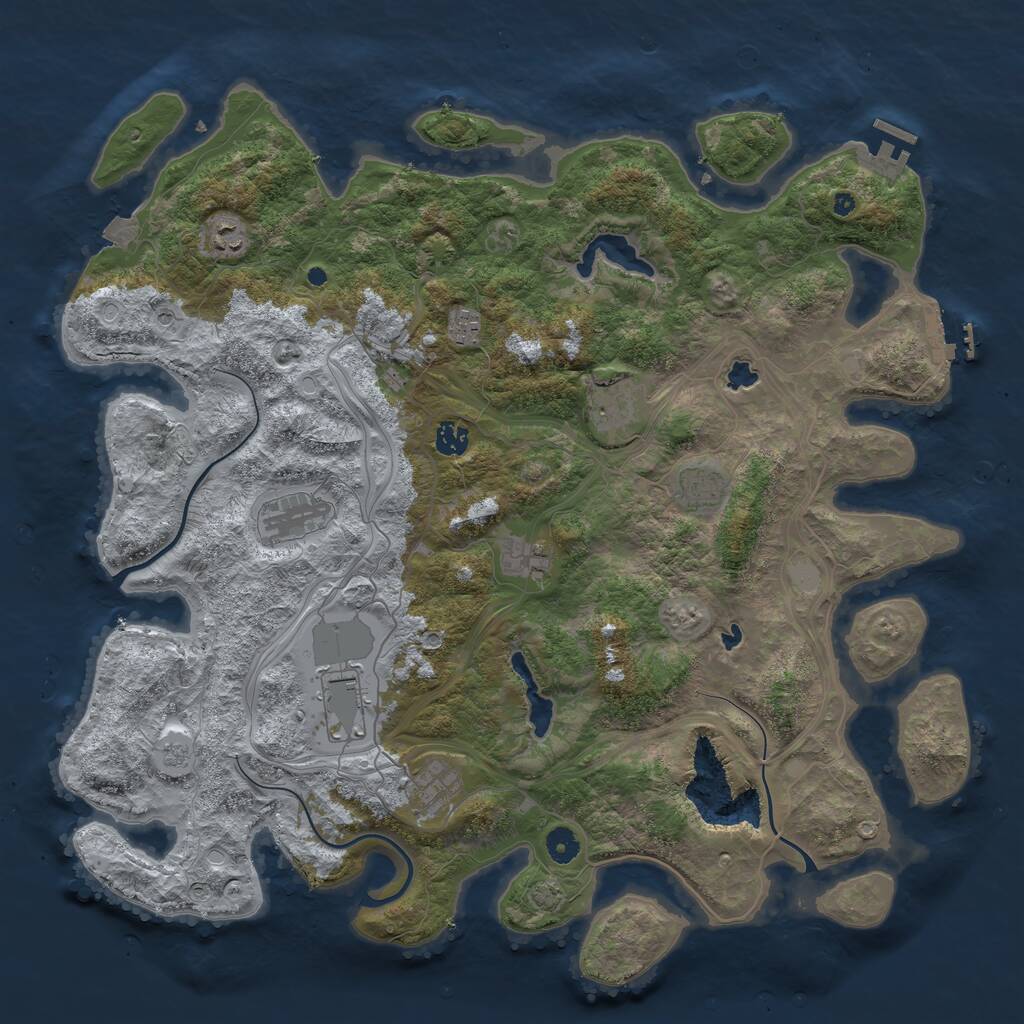 Rust Map: Procedural Map, Size: 4500, Seed: 1233820897, 15 Monuments