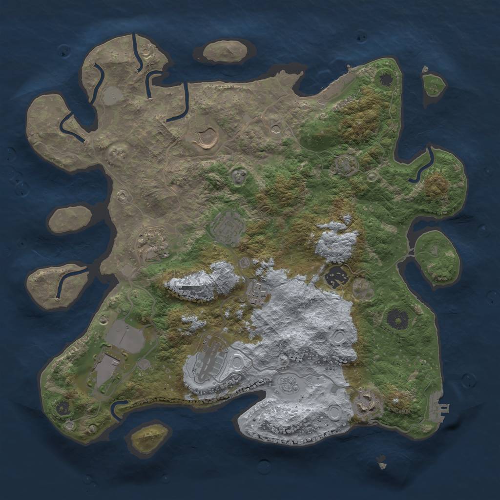 Rust Map: Procedural Map, Size: 3500, Seed: 15352, 16 Monuments