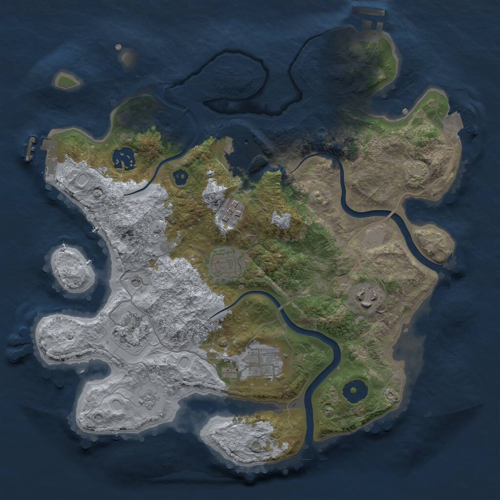 Rust Map: Procedural Map, Size: 3200, Seed: 43343334, 13 Monuments