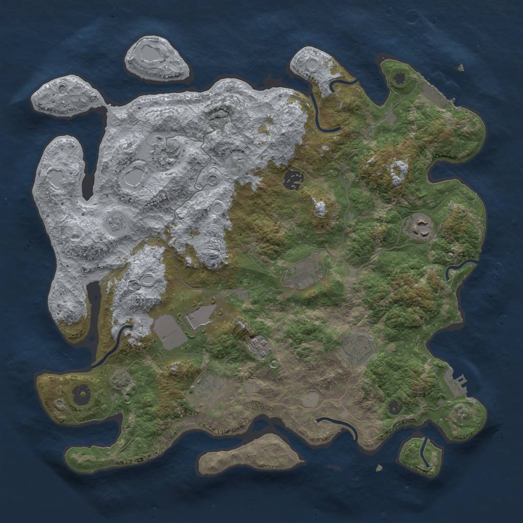 Rust Map: Procedural Map, Size: 3900, Seed: 1119140395, 16 Monuments