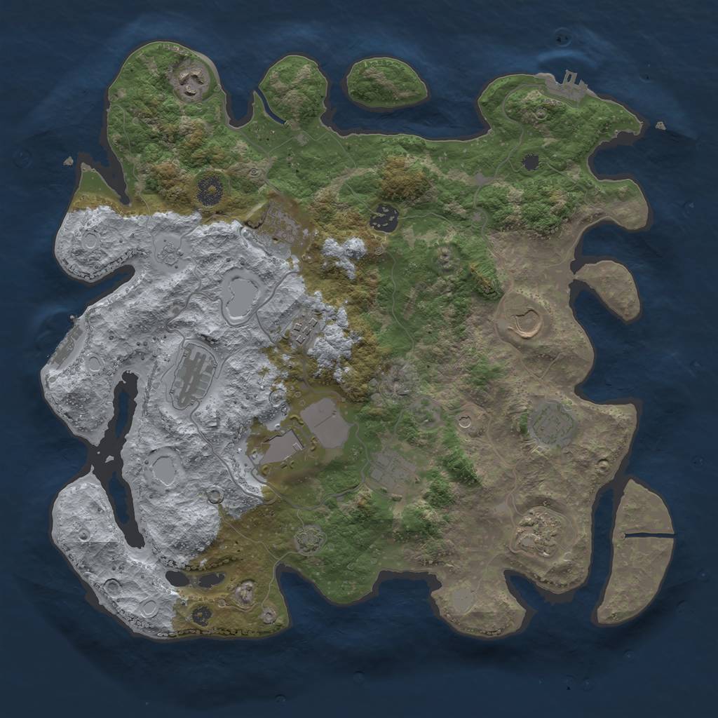 Rust Map: Procedural Map, Size: 3750, Seed: 4950964, 18 Monuments