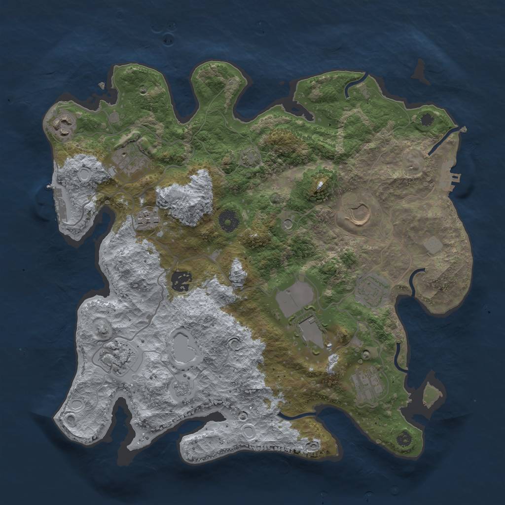 Rust Map: Procedural Map, Size: 3550, Seed: 30483906, 17 Monuments