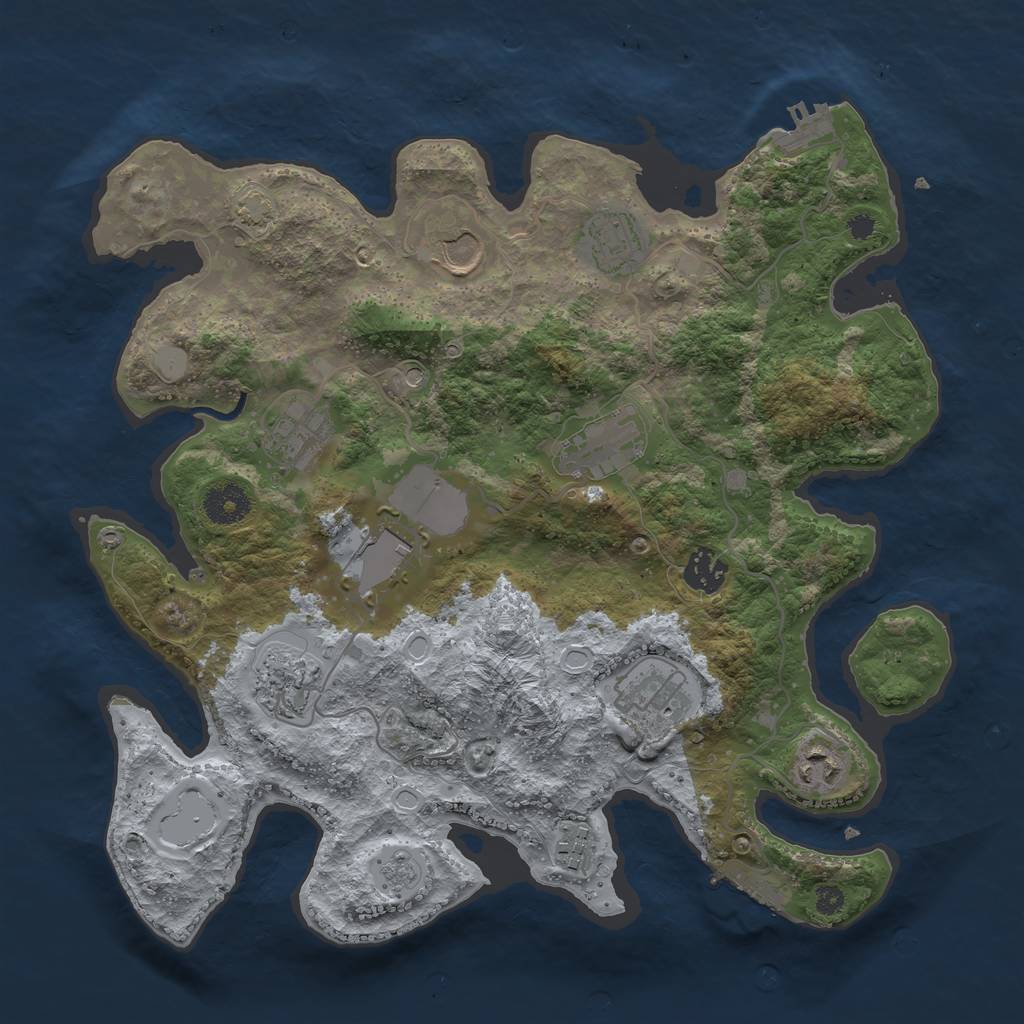 Rust Map: Procedural Map, Size: 3550, Seed: 40147634, 18 Monuments