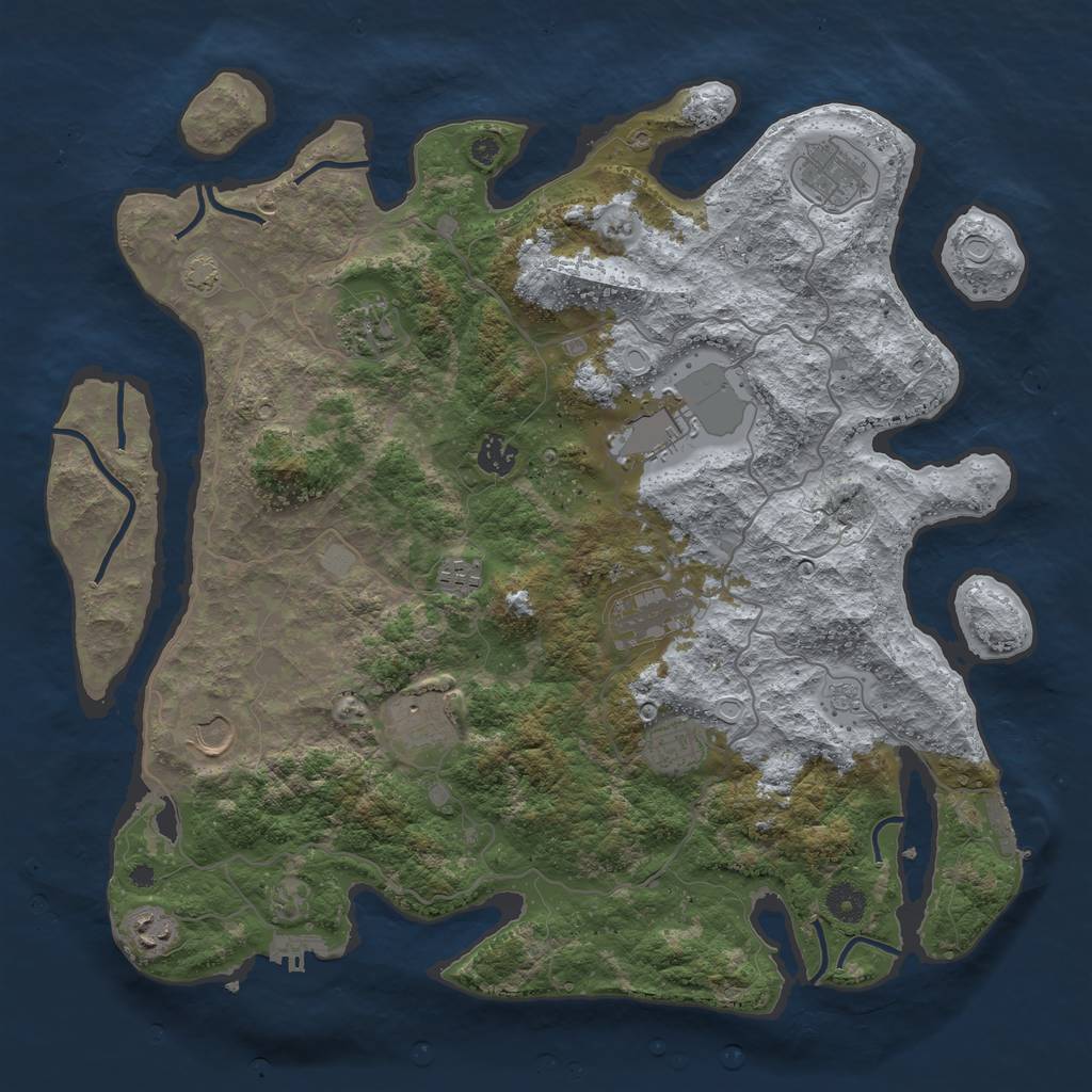 Rust Map: Procedural Map, Size: 4100, Seed: 77961580, 17 Monuments