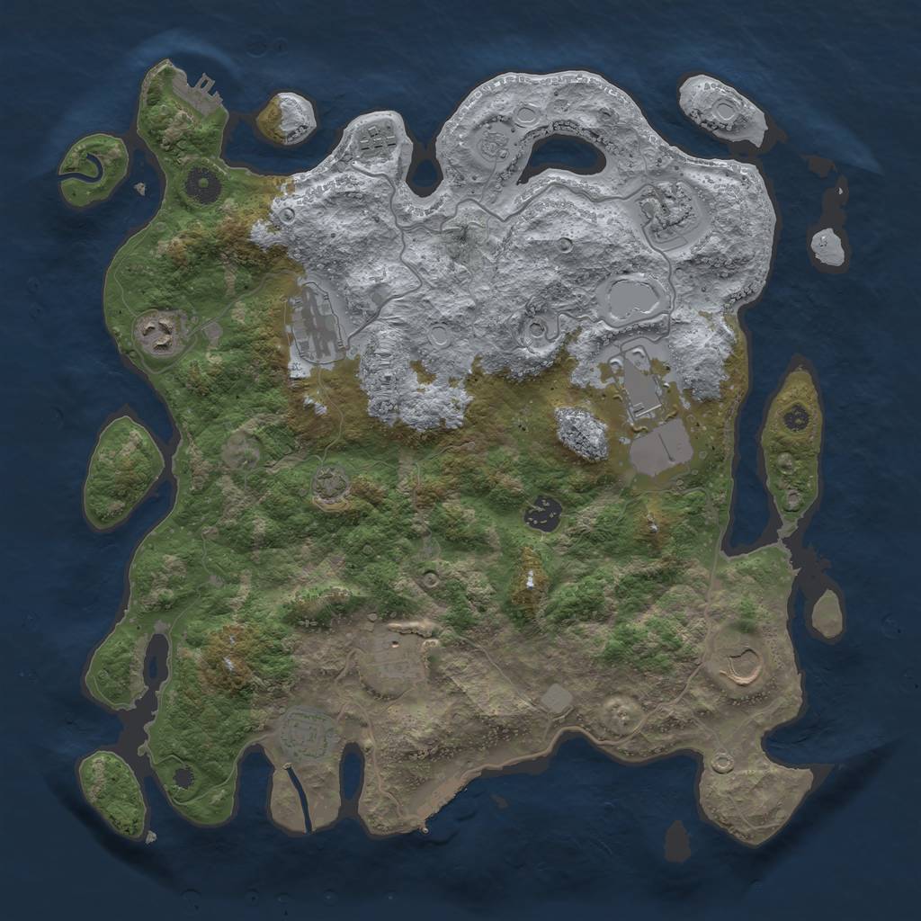 Rust Map: Procedural Map, Size: 3850, Seed: 18866937, 17 Monuments