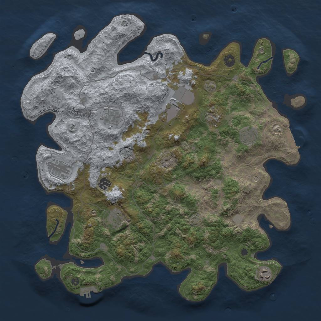 Rust Map: Procedural Map, Size: 4100, Seed: 16609090, 17 Monuments