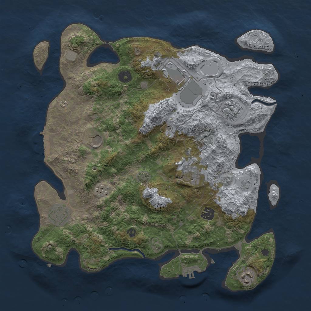 Rust Map: Procedural Map, Size: 3600, Seed: 64448030, 16 Monuments