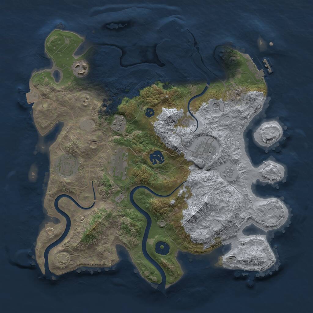 Rust Map: Procedural Map, Size: 3300, Seed: 615645100, 12 Monuments