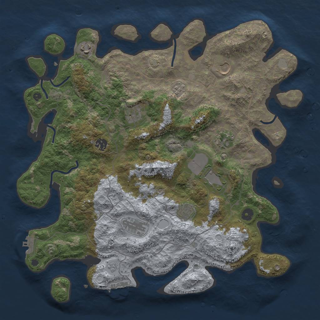 Rust Map: Procedural Map, Size: 4000, Seed: 22861, 17 Monuments