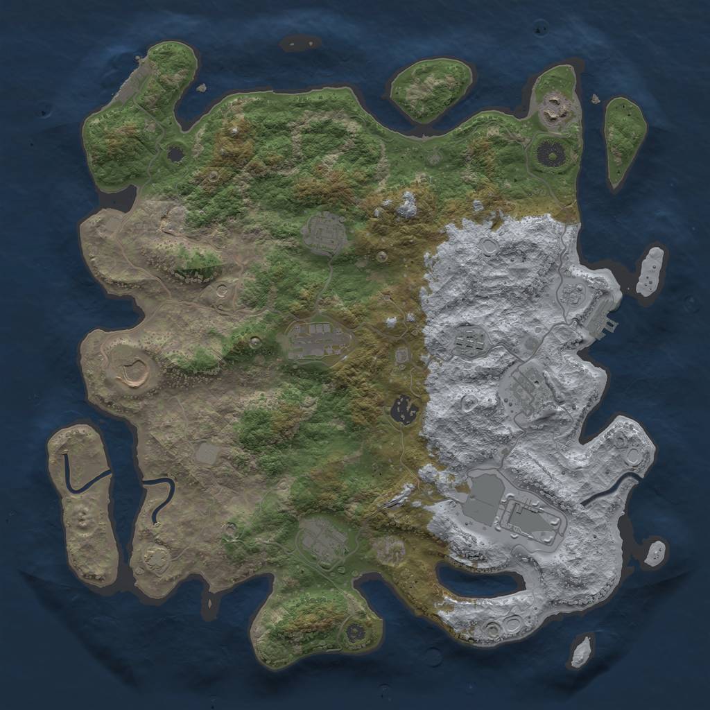 Rust Map: Procedural Map, Size: 3850, Seed: 62246715, 17 Monuments