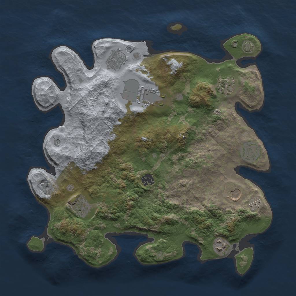 Rust Map: Barren, Size: 3600, Seed: 61070601, 13 Monuments