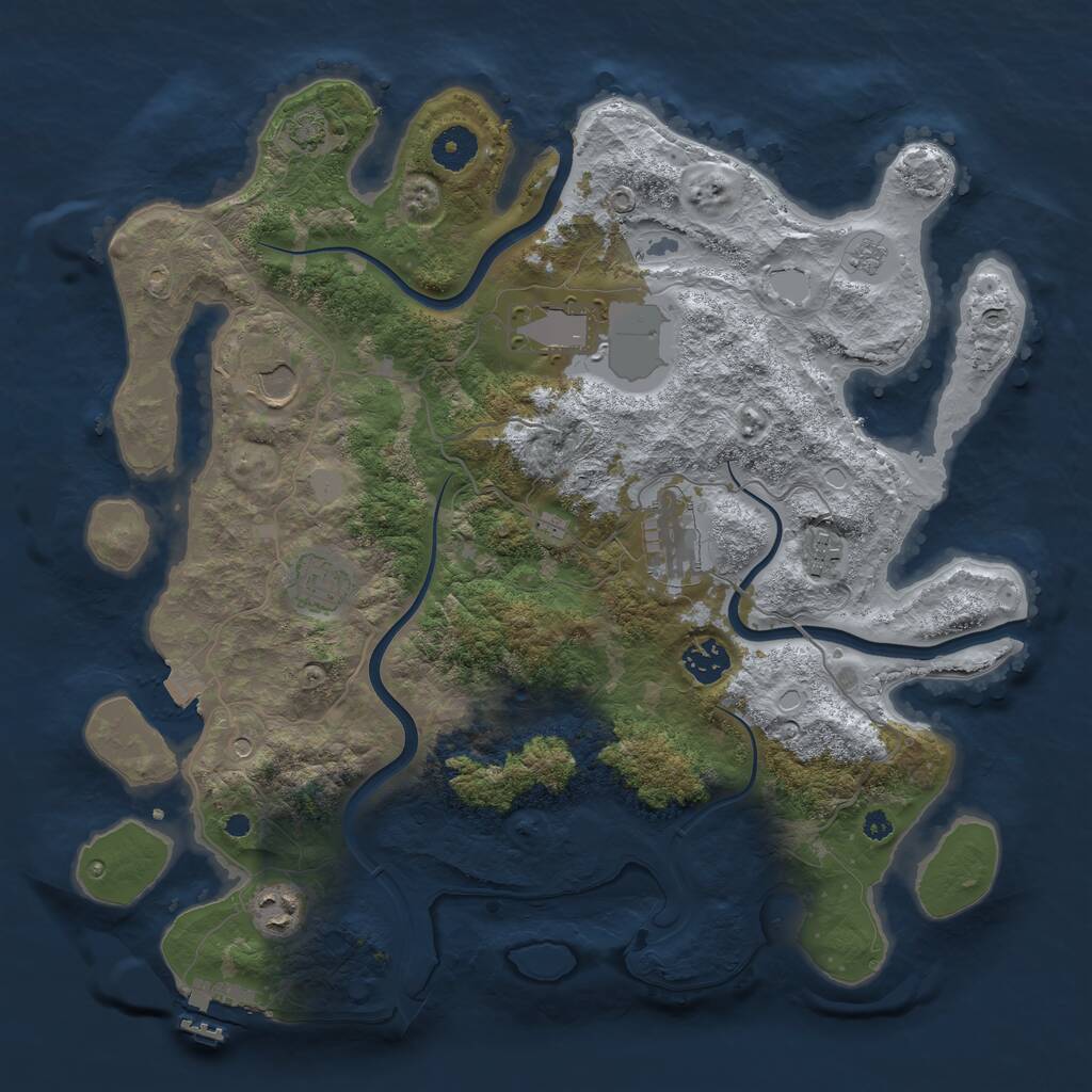 Rust Map: Procedural Map, Size: 3750, Seed: 75819743, 12 Monuments