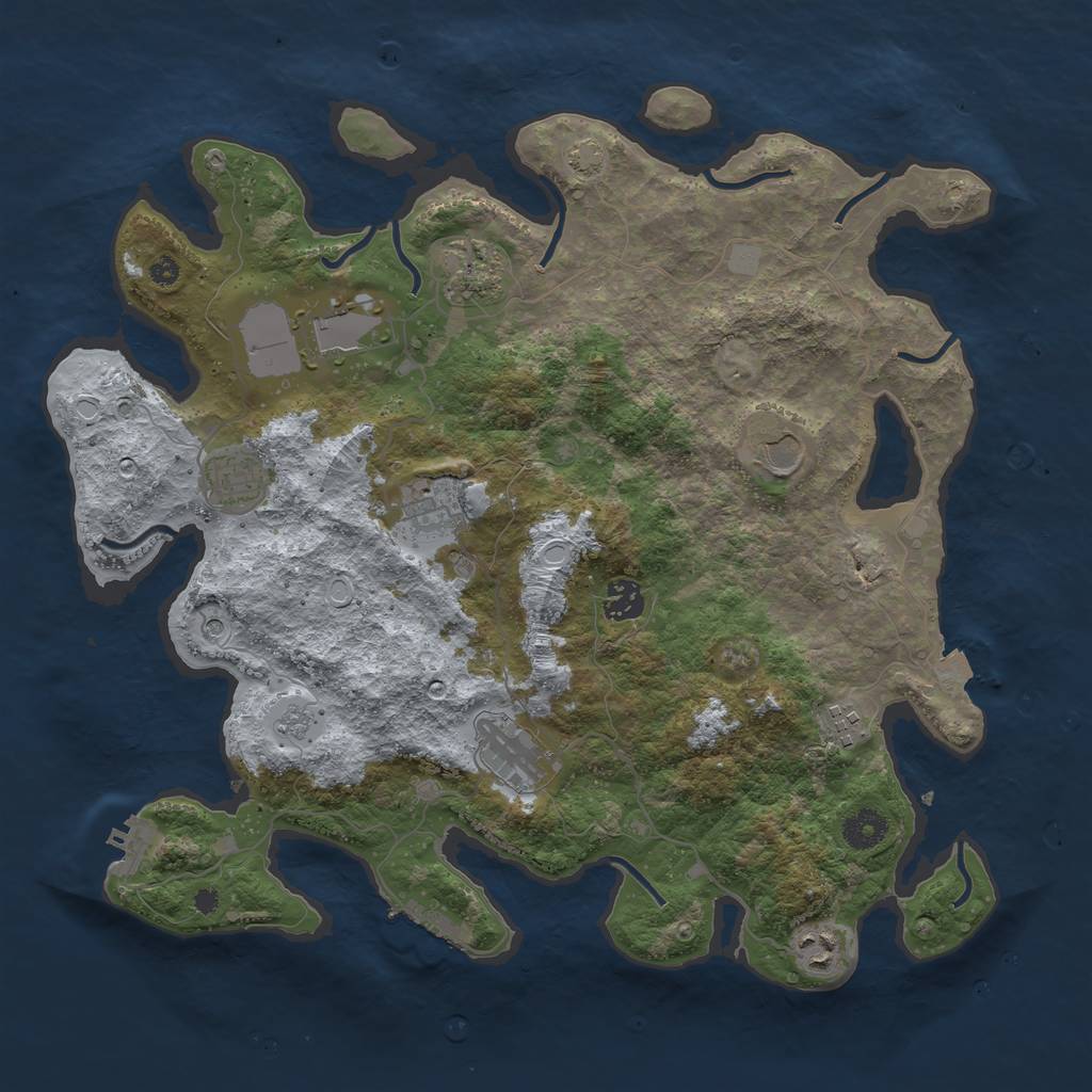 Rust Map: Procedural Map, Size: 3850, Seed: 46851036, 17 Monuments
