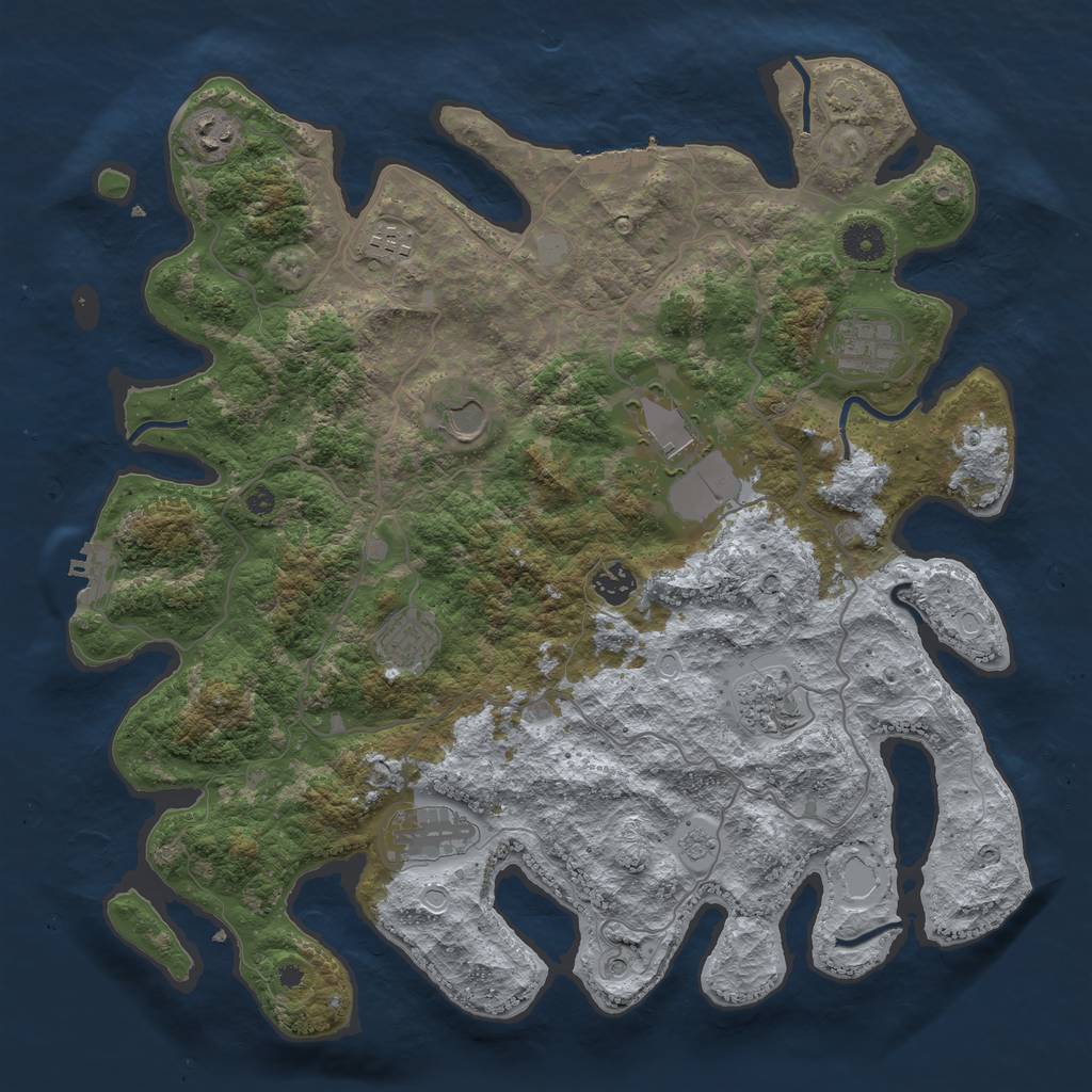 Rust Map: Procedural Map, Size: 4000, Seed: 5259329, 17 Monuments